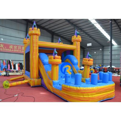 Maison gonflable à rebond de 23 x 13 pieds de bloc de bâtiment croisé avec glissière PVC Château jaune