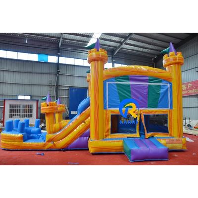 Maison gonflable à rebond de 23 x 13 pieds de bloc de bâtiment croisé avec glissière PVC Château jaune