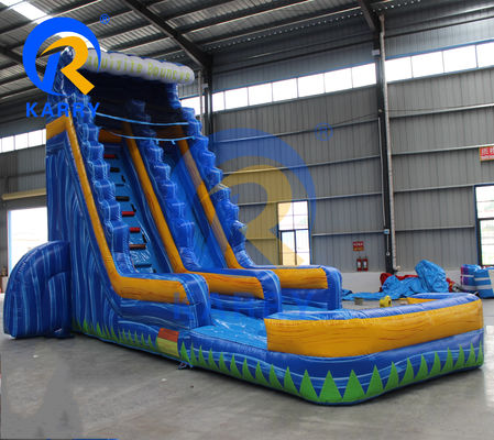 Accessoires de souffleur d'air Glissière gonflable à palmiers avec piscine et trampoline