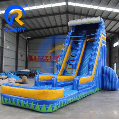 Accessoires de souffleur d'air Glissière gonflable à palmiers avec piscine et trampoline