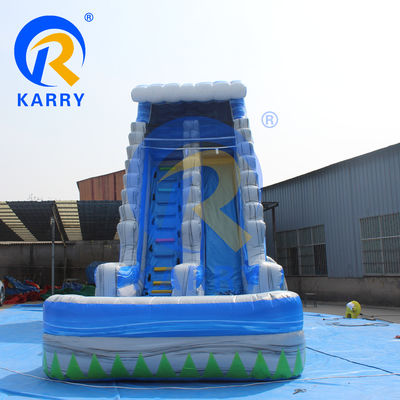 Accessoires de souffleur d'air Glissière gonflable à palmiers avec piscine et trampoline