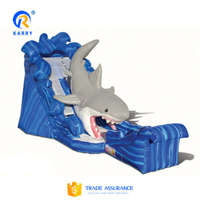CE Souffleur et réparation inclus - Requin bleu gonflable à l'extérieur - toboggan avec piscine