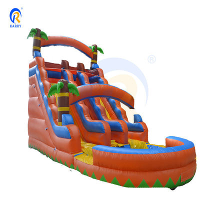 Spray d'eau à l'arbre de palmier, coussin gonflable et double coussin pour le jeu des enfants
