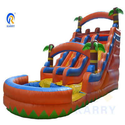 Spray d'eau à l'arbre de palmier, coussin gonflable et double coussin pour le jeu des enfants