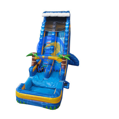 Glissière gonflable de 18 pieds pour adultes avec piscine et palmier
