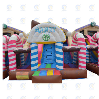 Terrain de jeux public en plein air maison de bonbons gonflable diapositive 2 petites diapositives pour la location de la fête