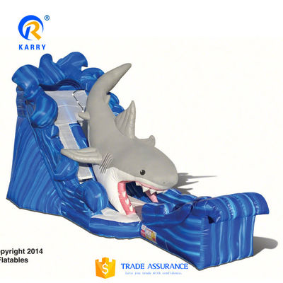 Équipement de parc aquatique gonflable populaire Grands toboggans aquatiques en 3D bleu avec piscine
