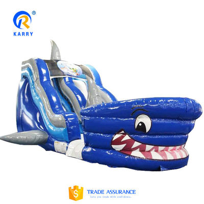 Équipement de parc aquatique gonflable populaire Grands toboggans aquatiques en 3D bleu avec piscine