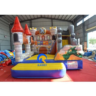 Location de fêtes Château de dragon gonflable Saut à l' élastique avec glissière et souffleur CE