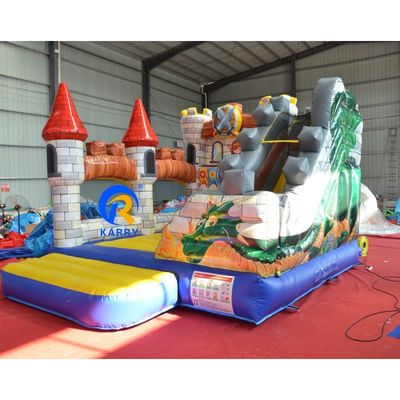 Location de fêtes Château de dragon gonflable Saut à l' élastique avec glissière et souffleur CE