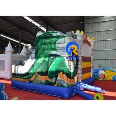 Location de fêtes Château de dragon gonflable Saut à l' élastique avec glissière et souffleur CE