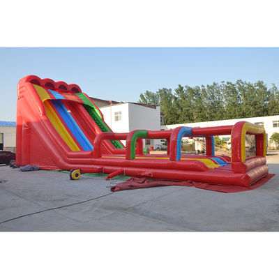 Essentiel pour l'été, toboggan gonflable multicolore avec piscine et fermeture automatique