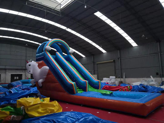 Glissière de piscine d'eau pour enfants avec souffleur d'air standard CE et Excitation Unicorn