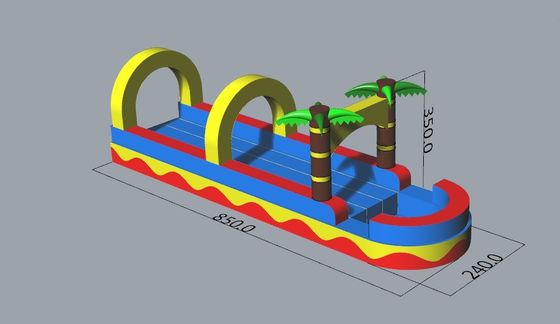 0.55mm PVC Tarpaulin Flat Slide Palm Tree Commercial gonflable glissière à eau pour adultes