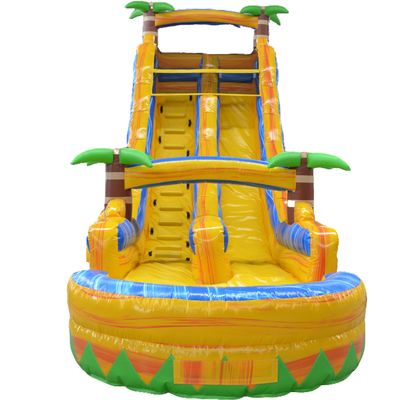 Occasions commerciales Palmier multicolore toboggan gonflable avec petite piscine