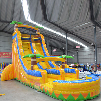 Occasions commerciales Palmier multicolore toboggan gonflable avec petite piscine