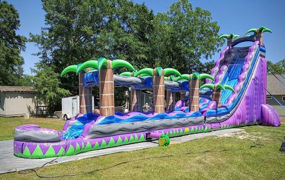 Impression numérique Palm Tree violet Commercial gonflable toboggan pour adultes et enfants