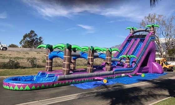 Impression numérique Palm Tree violet Commercial gonflable toboggan pour adultes et enfants