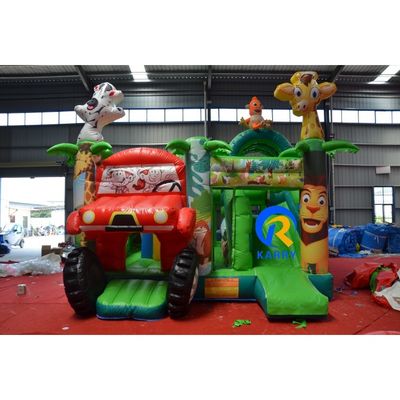 Taille personnalisée voiture de course bleue maison gonflable avec glissement durable et matériel