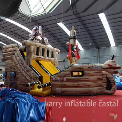 Matériau en PVC entièrement imprimé, gonflable, navire pirate, glissière sèche pour enfants