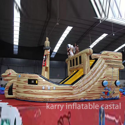 Matériau en PVC entièrement imprimé, gonflable, navire pirate, glissière sèche pour enfants