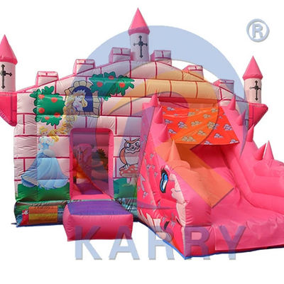 Commercial Rose Fée Princesse Château Dinosaure maison gonflable avec glissement