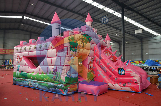 Commercial Rose Fée Princesse Château Dinosaure maison gonflable avec glissement