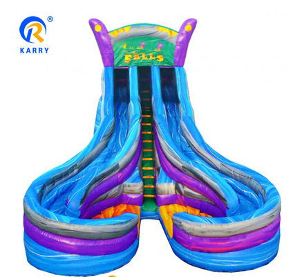 Grande maison gonflable à rebond avec toboggan L'été chaud Twin Falls gonflable toboggan à eau