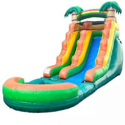 Occasions extérieures Glissière gonflable gris avec trois arcs de rebond et piscine
