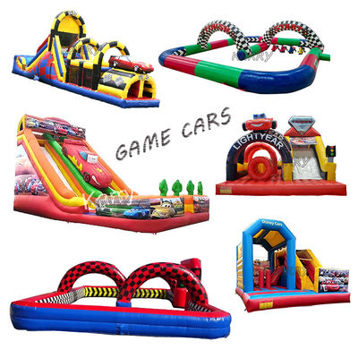 Glissière de voiture de course gonflable en plein air glissières sèches château maison de rebond pour enfants