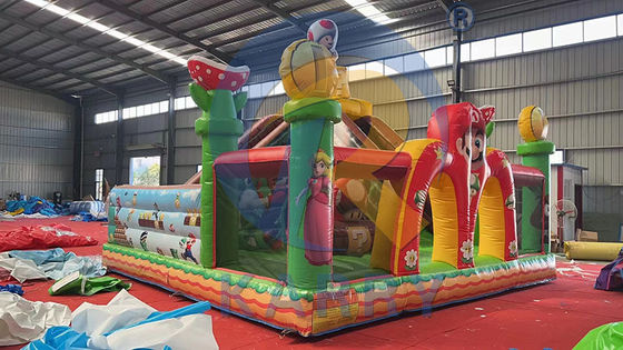 Glissière à saut avec kits de réparation PVC commercial gonflable Mario Fun City Park