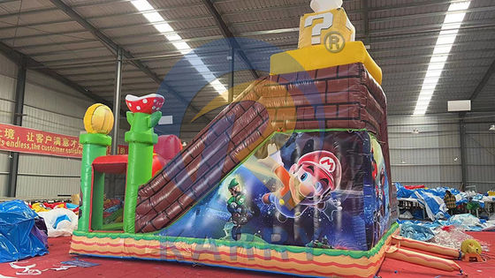 Glissière à saut avec kits de réparation PVC commercial gonflable Mario Fun City Park