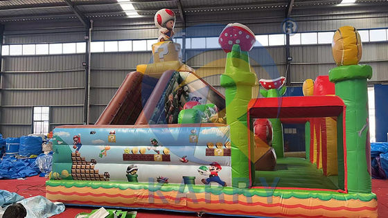 Glissière à saut avec kits de réparation PVC commercial gonflable Mario Fun City Park