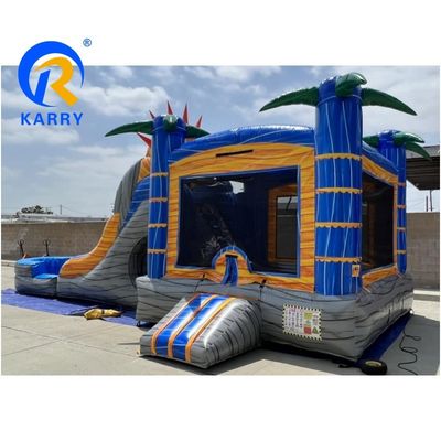 Expédition maritime PVC Palm Tree Bouncy Castle Slide Combo Inflatable Bounce House avec glisser
