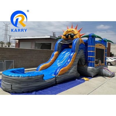 Expédition maritime PVC Palm Tree Bouncy Castle Slide Combo Inflatable Bounce House avec glisser