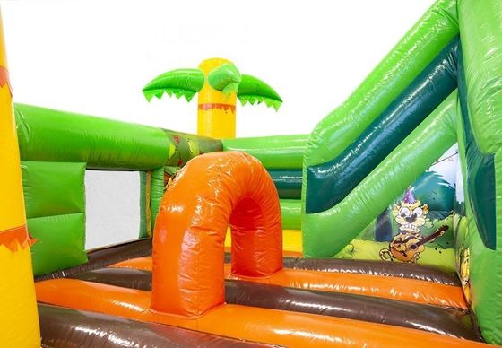 Jeu interactif pour enfants de style hawaïen Palm Tree Bouncy Jumping House avec toboggan aquatique