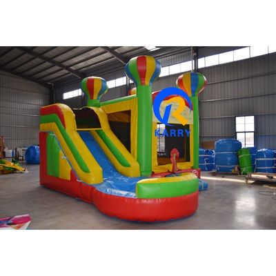 Portable 5 en 1 Ballon arc-en-ciel château gonflable avec toboggan et trampoline