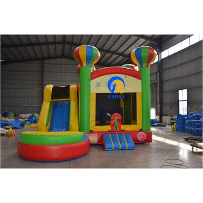 Portable 5 en 1 Ballon arc-en-ciel château gonflable avec toboggan et trampoline