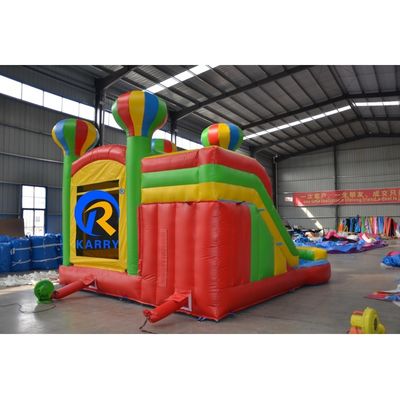 Portable 5 en 1 Ballon arc-en-ciel château gonflable avec toboggan et trampoline