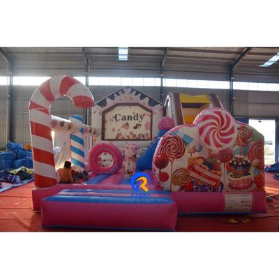Jeux pour enfants en plein air sur gonflable PVC maison de bonbons maison de rebond Combo Water Slide