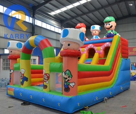 Grade commercial 6*4m Château gonflable à rebond avec combo de glissement d'obstacle