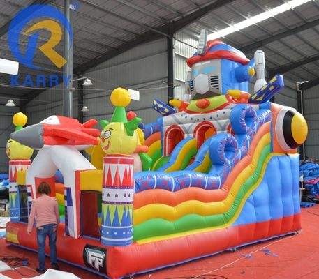 Grade commercial 6*4m Château gonflable à rebond avec combo de glissement d'obstacle