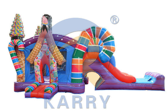 Groupe d'âge 5-7 ans Château gonflable à bonbons avec petit toboggan et obstacle