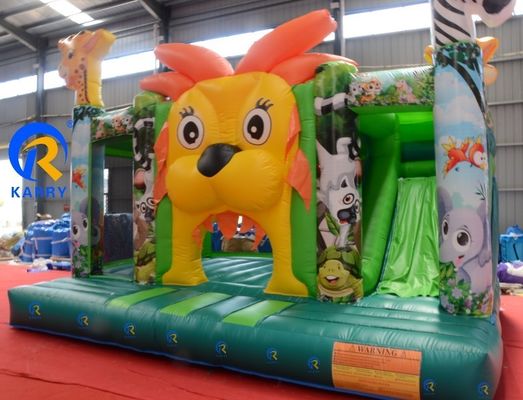 Parc d'attractions pour enfants Trampoline avec glissement interne personnalisé Jungle Lion King