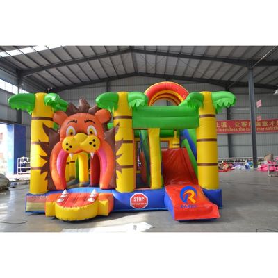 Personnaliser accepté Lion de dessin animé PVC gonflable bouncer Slide Combo pour le jeu des enfants