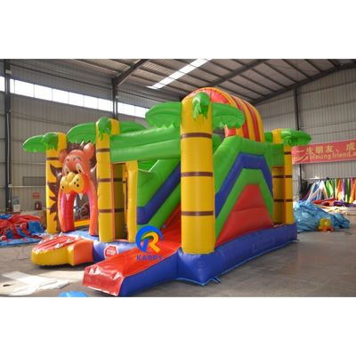 Personnaliser accepté Lion de dessin animé PVC gonflable bouncer Slide Combo pour le jeu des enfants