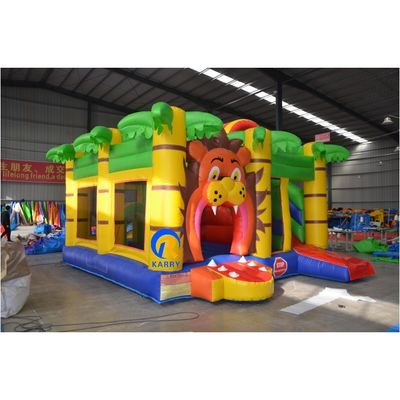 Personnaliser accepté Lion de dessin animé PVC gonflable bouncer Slide Combo pour le jeu des enfants