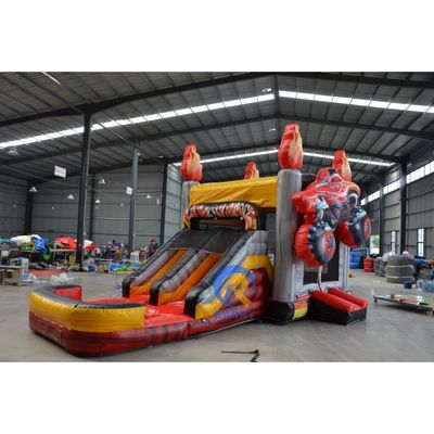 Piscine gonflable à glissière sèche avec glissière à double voie et thème de course 3D OEM accepté
