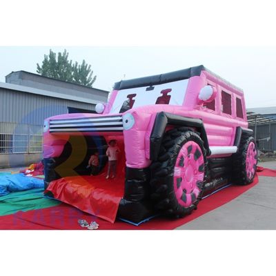 Jeep rose gonflable à l'allumage de château combiné Bouncer SUV Jumping Castle avec souffleur