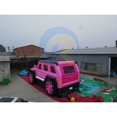 Jeep rose gonflable à l'allumage de château combiné Bouncer SUV Jumping Castle avec souffleur